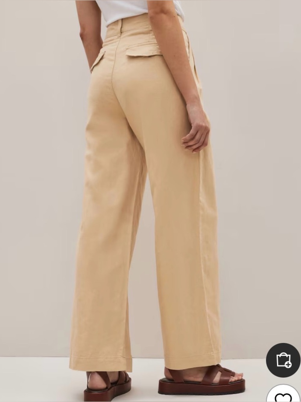 GAP Linen Cotton Wide Leg Trousers Size 6 Tan Pleated High Rise Pants Coastal - Picture 11 of 11